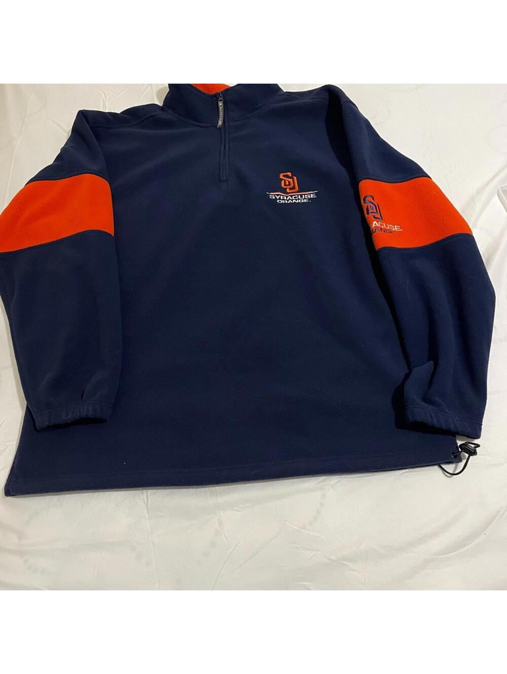 NCAA Syracuse Orange Navy and Orange Zip-Up Sweater Men’s Size XL
